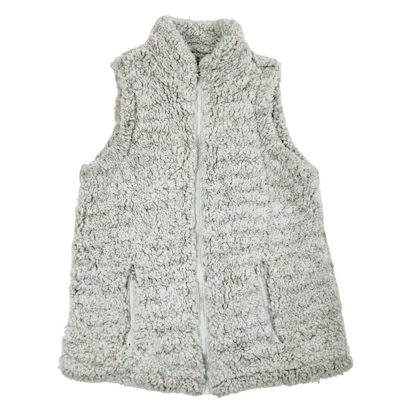 Maurices Small Faux Fur Women's Full Zip Front Pocket Gray Brown Soft Lined Vest - Picture 1 of 9